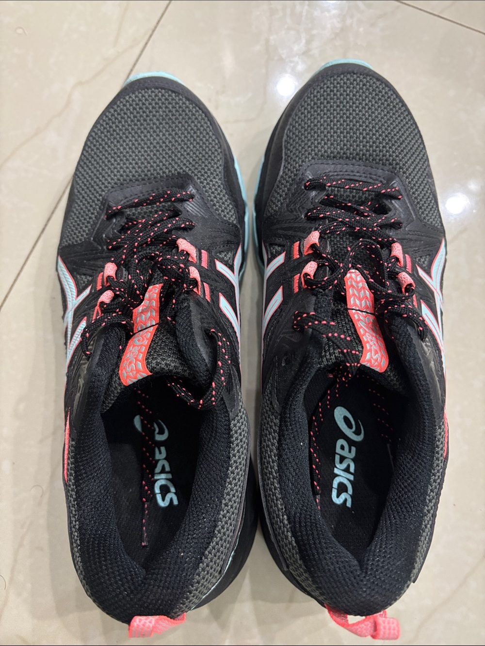 Asics Black and Coral Women's Athletic Running Shoes